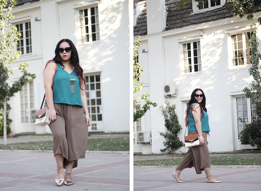 Nude culottes greenery outfit ideas | golden strokes 