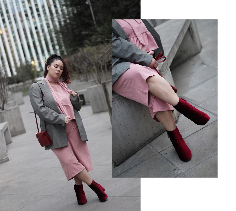 Pink two piece set gales print vintage blazer 