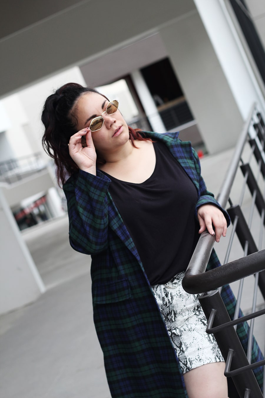 Snake print - plaid - curvy outfit inspo