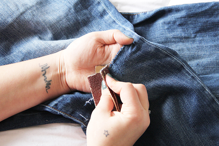 DIY Ripped knee jeans
