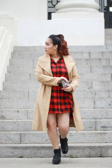Red & Black Checkered Cold Shoulder Dress | Cold shoulder dress, Dresses, Fashion