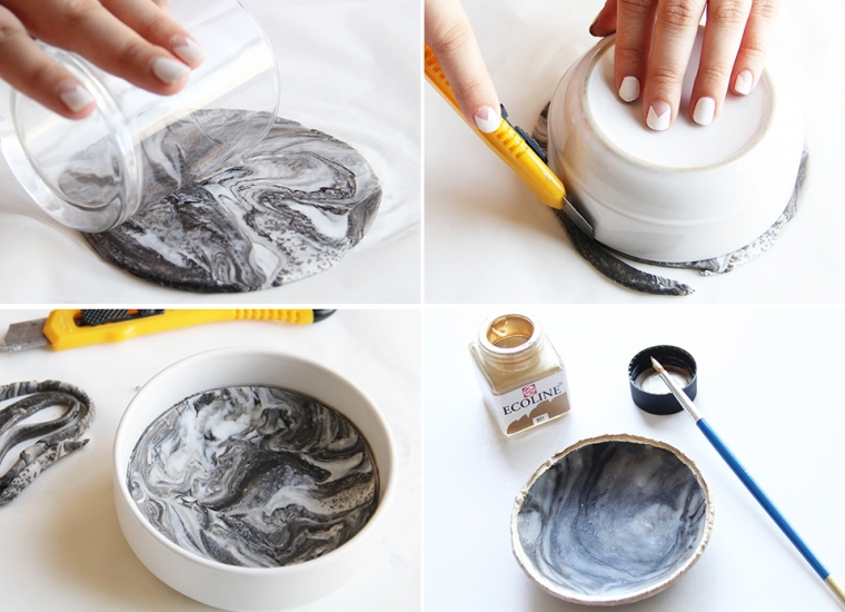 Marble ring dish DIY Golden Strokes